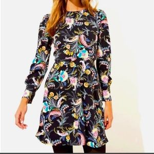 Loft Black foral paisley fit n’ flare dress